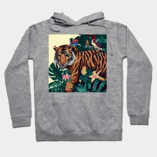 A design inspired by the lush and exotic landscapes of the jungle, featuring animals such as tigers, monkeys, and parrots. Hoodie